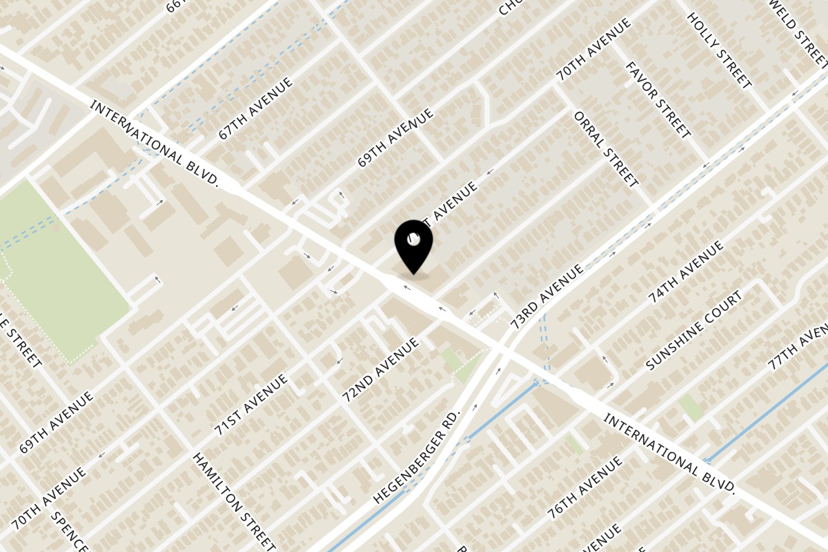 Map showing the location of Casa Hookah on 7130 International Blvd in Oakland